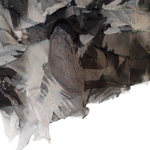 Tempo Paris Womens Asymmetric Abstract Ruffle Tank Top Black White Size L - Picture 7 of 11